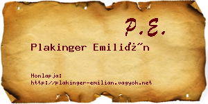 Plakinger Emilián névjegykártya